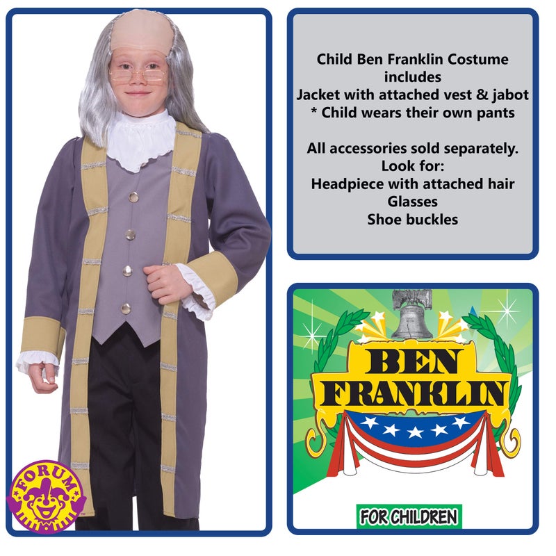 Forum Novelties Rubies Benjamin Franklin Costume for Kids, Boy's XL - Image 1